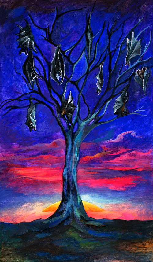 Nino Japaridze - Ten of Winds (Dix du Vents) - Japaridze Tarot - 2012-2013 mixed media painting